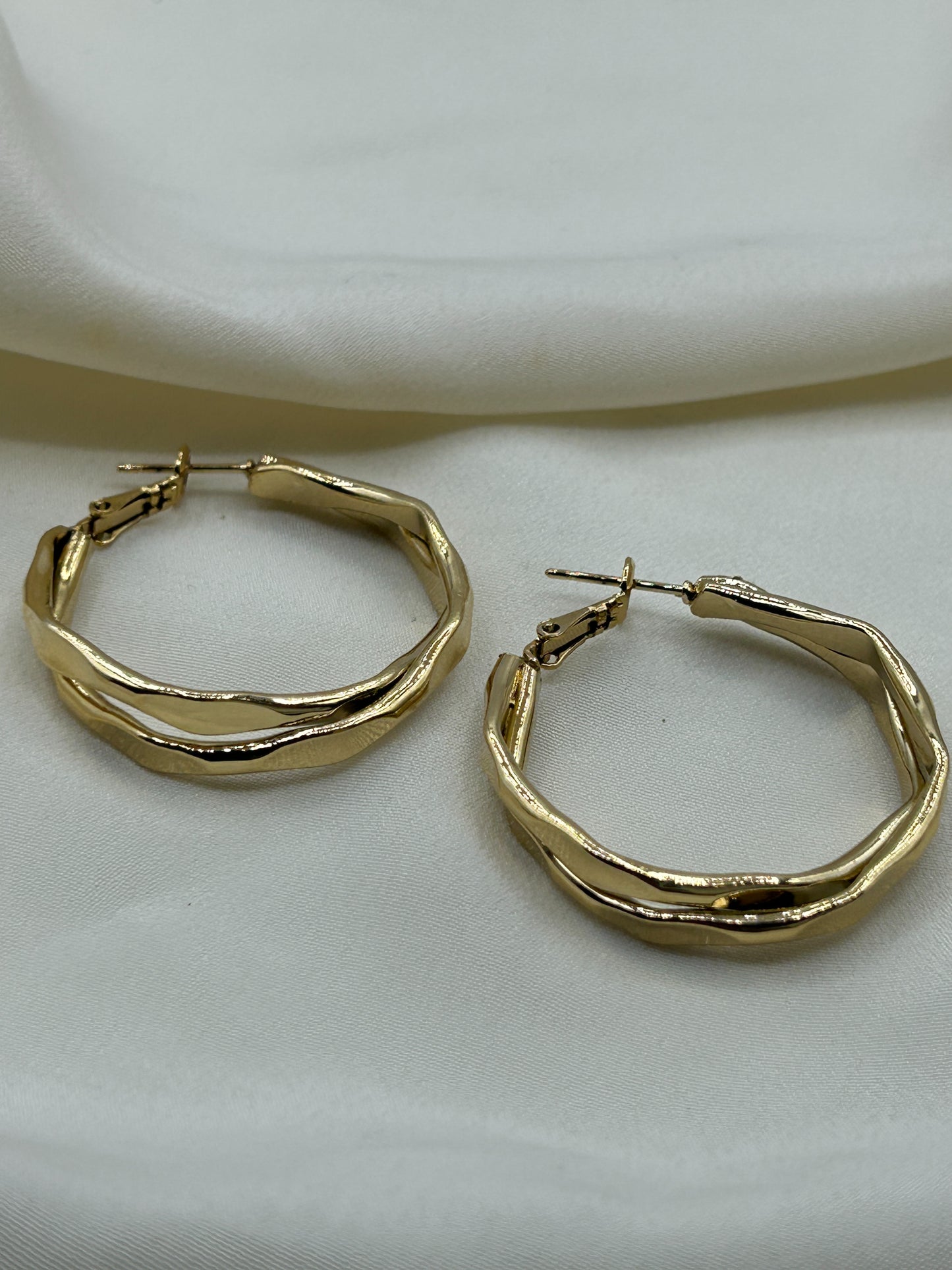 Angled Hoops Earrings Gold