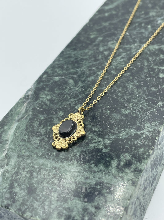 Black Framed Stone Necklace