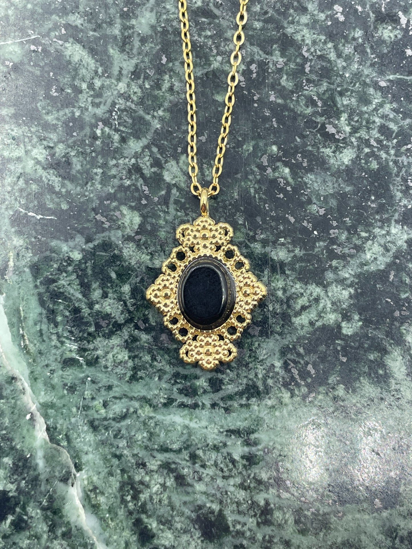 Black Framed Stone Necklace