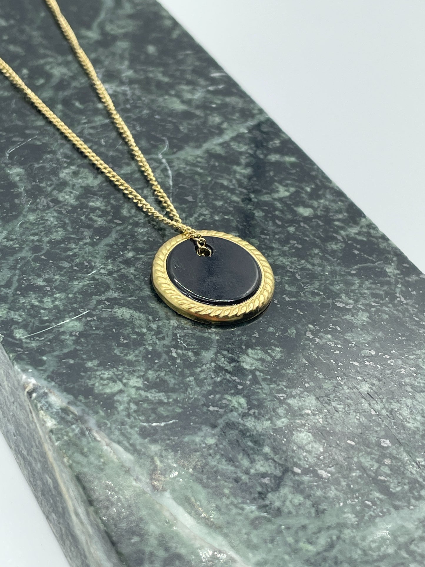 Black Round Stone Necklace
