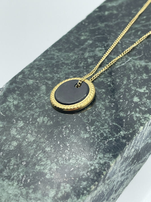 Black Round Stone Necklace