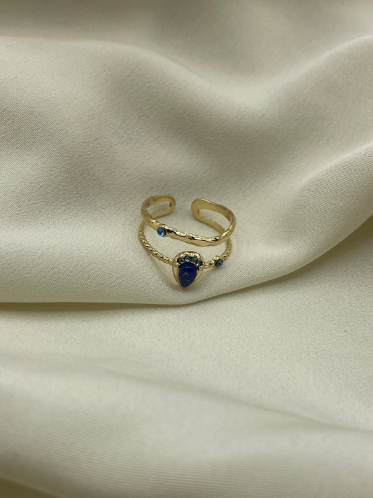 Blue Stone and Diamond Ring