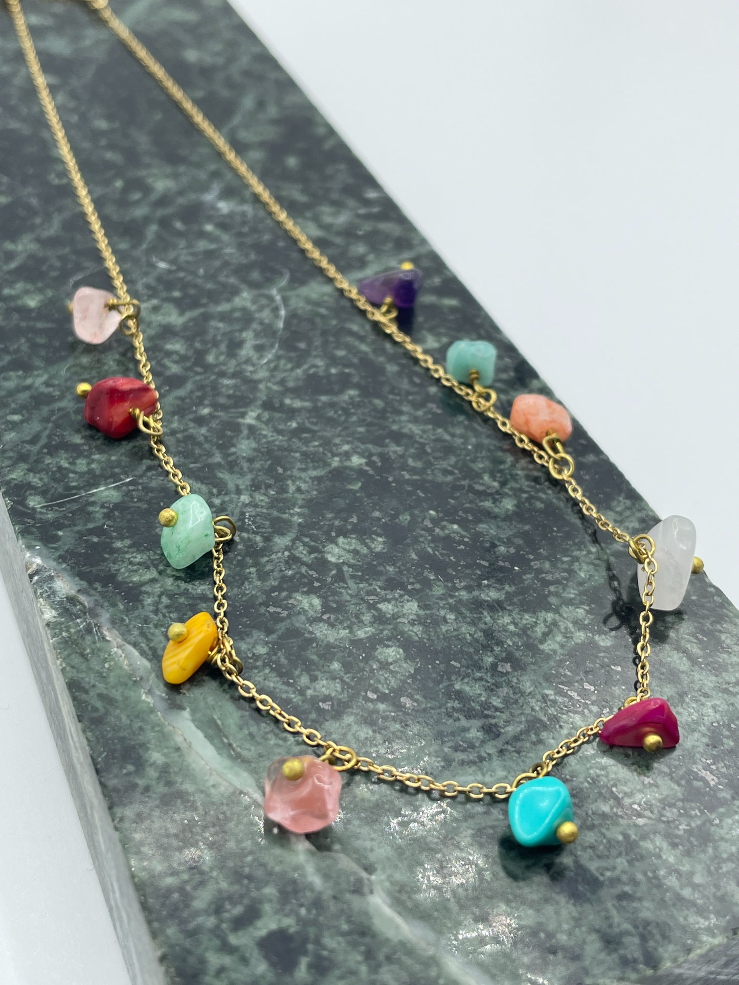 Colored Stone Pendant Necklace