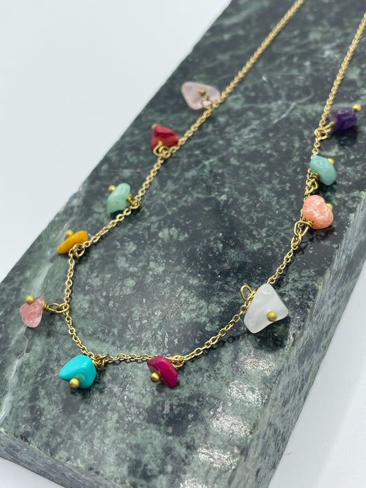 Colored Stone Pendant Necklace