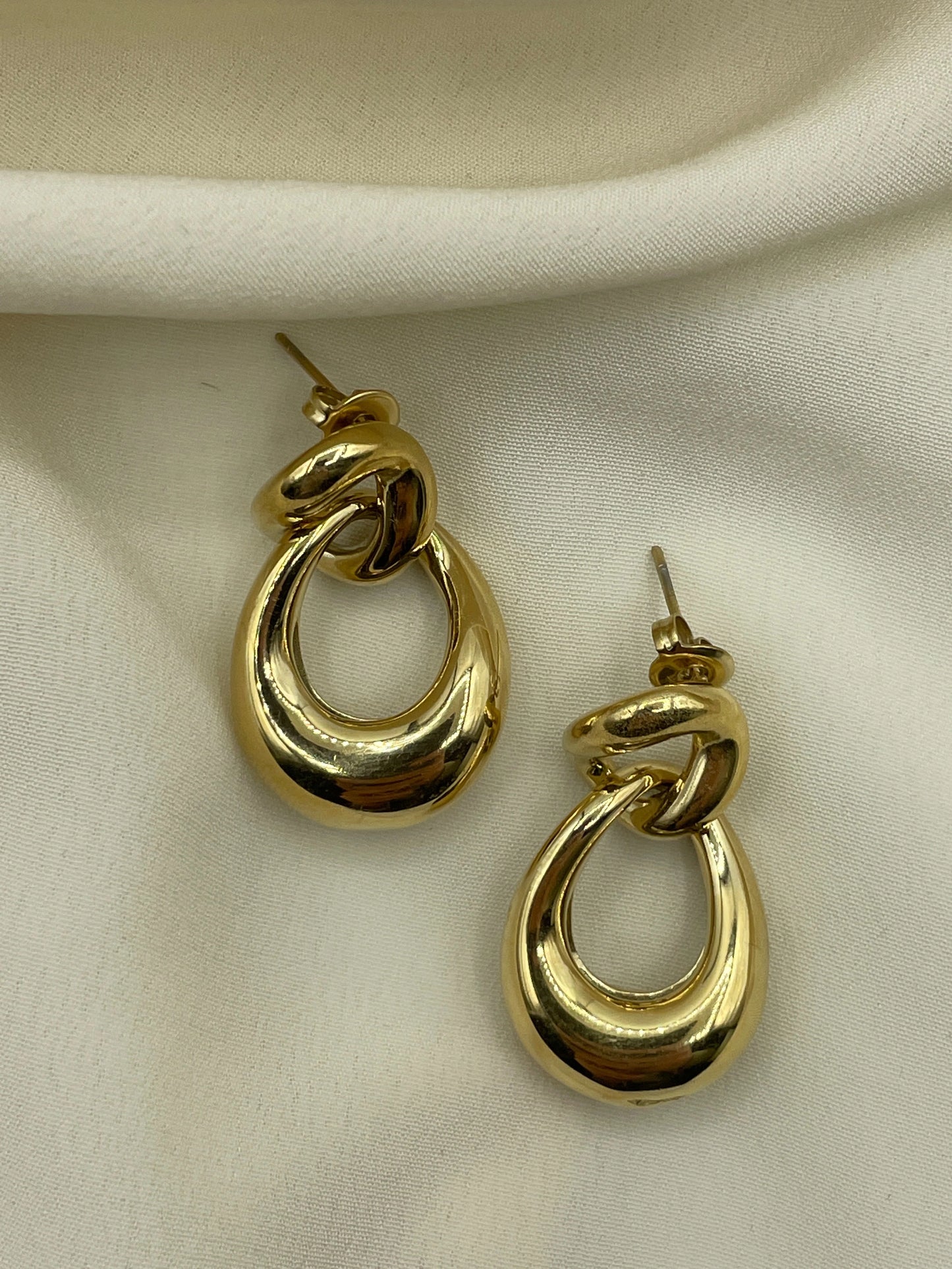 Double Hoops Pendant Earrings Gold
