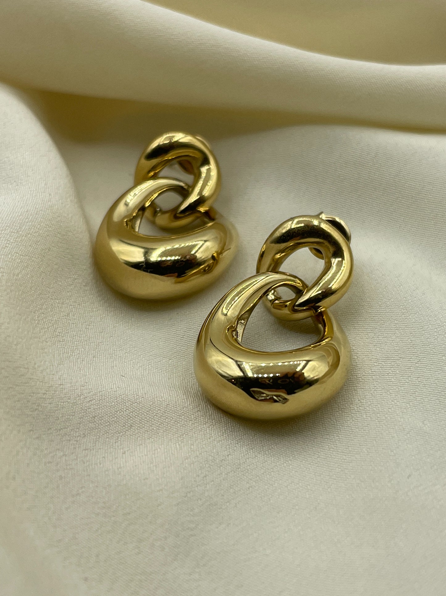 Double Hoops Pendant Earrings Gold