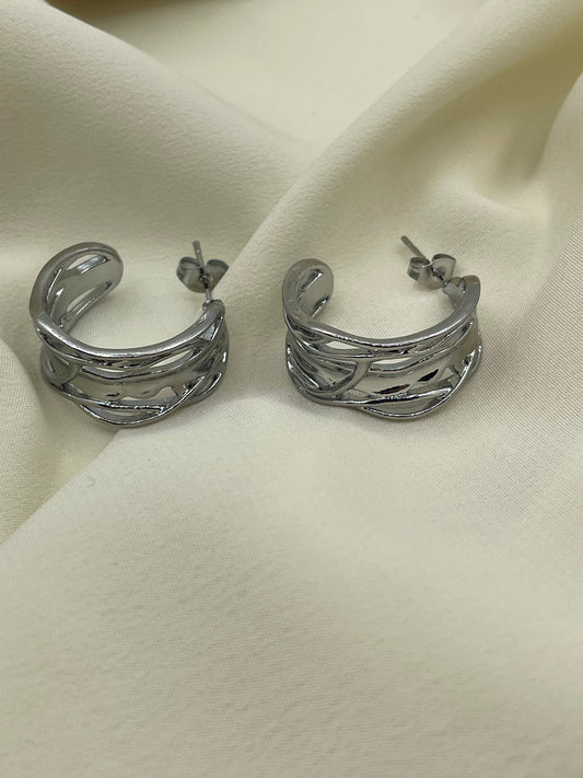Entangled Hoops Earrings Silver