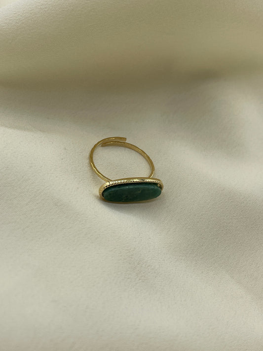 Green Oval Stone Ring