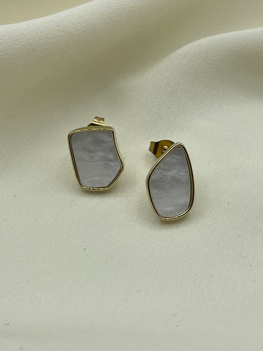 Irregular White Stone Earrings