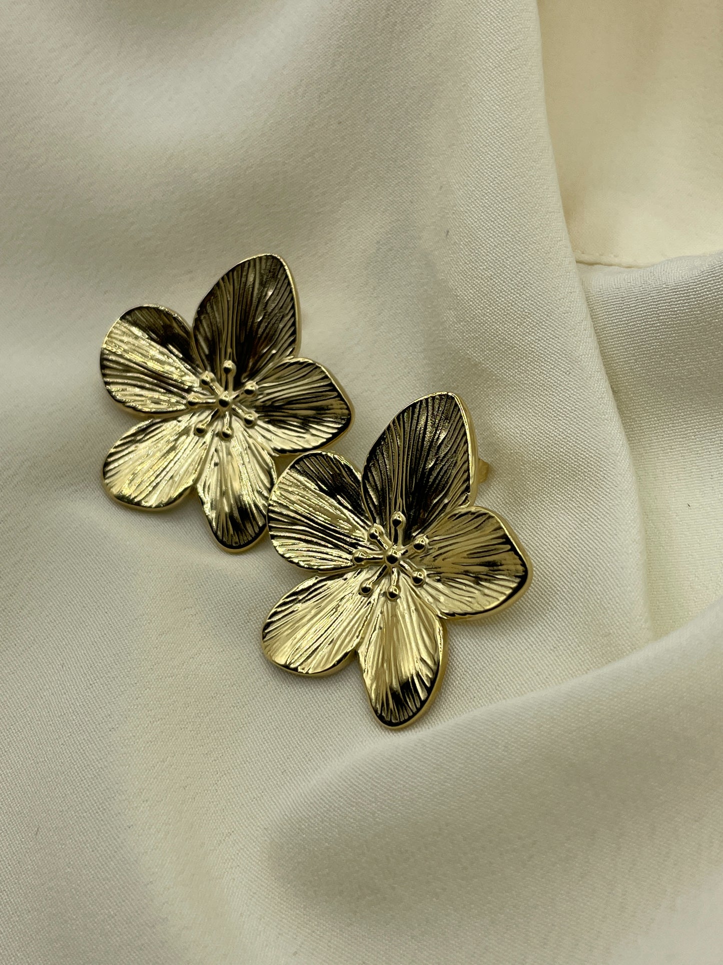 Large Gold Flower Earrings