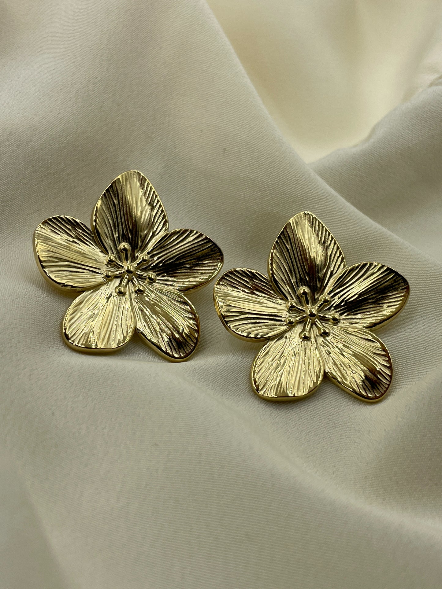 Large Gold Flower Earrings