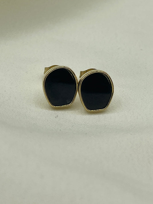 Mini Black Stone Earrings