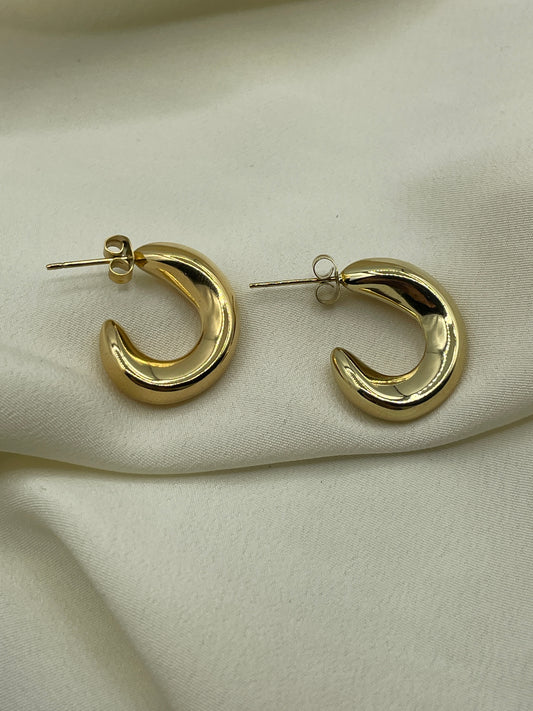 Mini Concave Hoops Earrings Gold