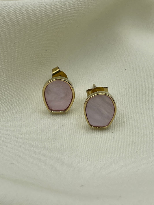 Mini Pink Stone Earrings