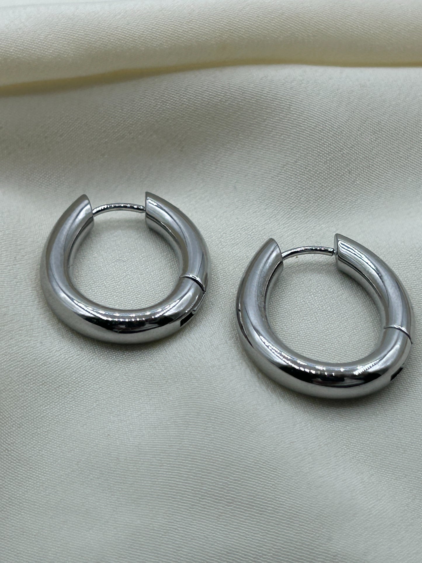 Oval Hoops Earrings Silver