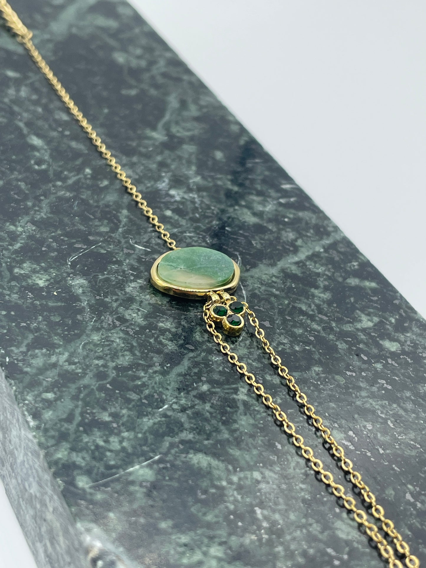 Stone and Diamond Green Bracelet