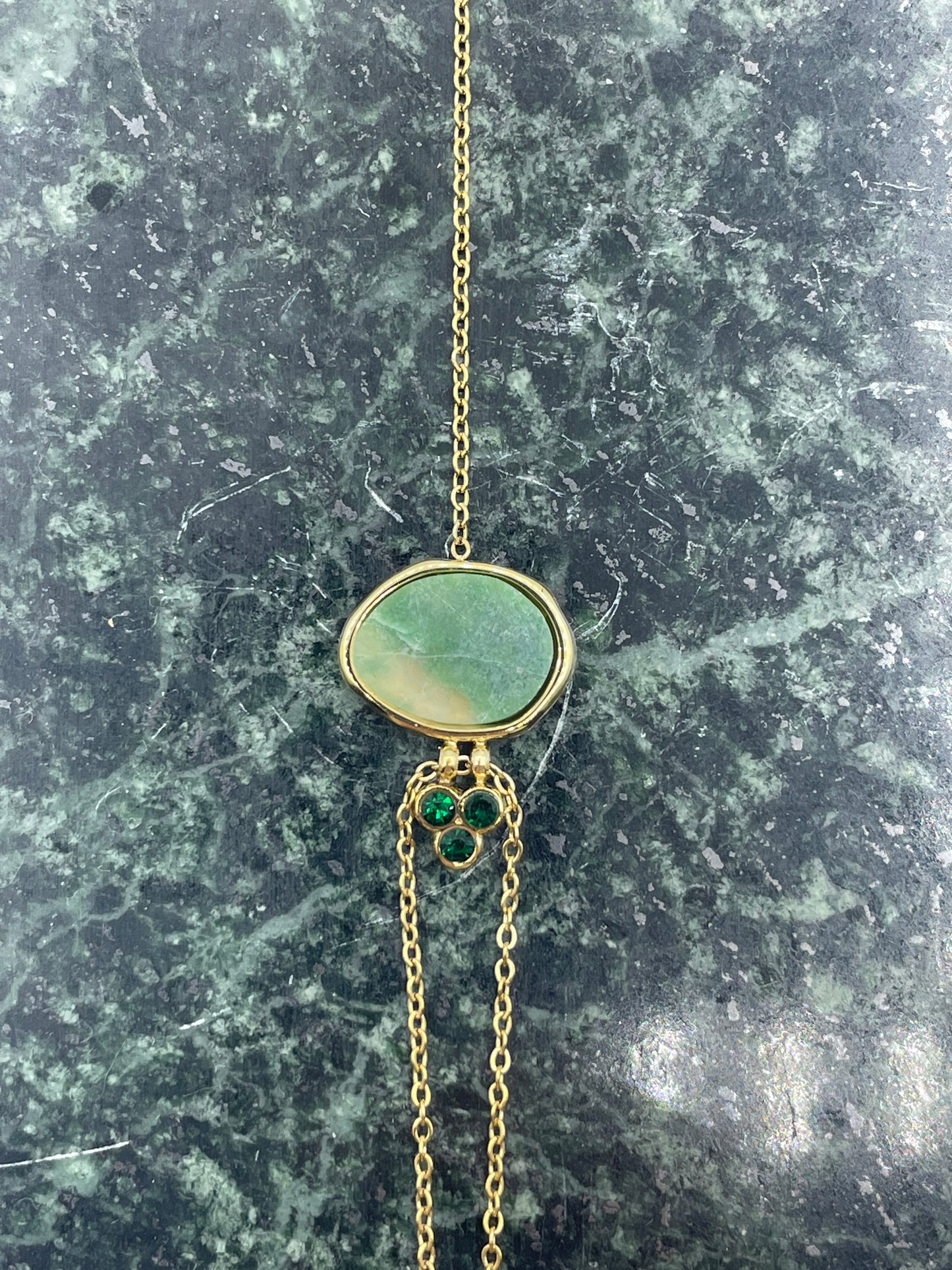 Stone and Diamond Green Bracelet