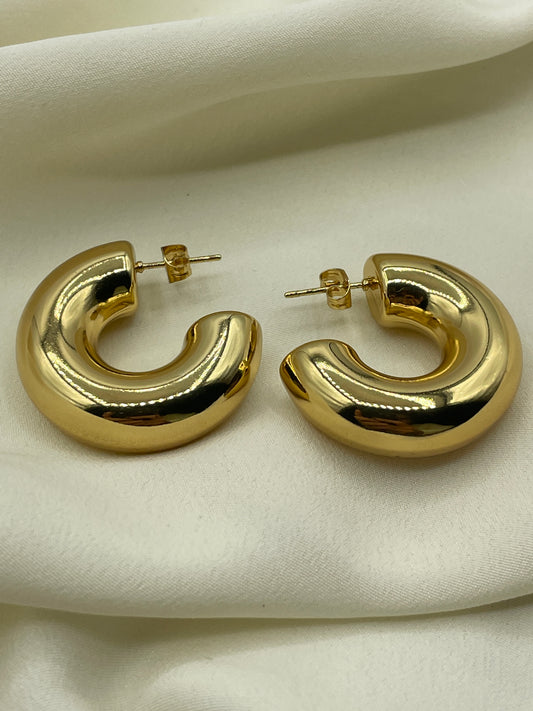 Thick Hoops Earrings Gold