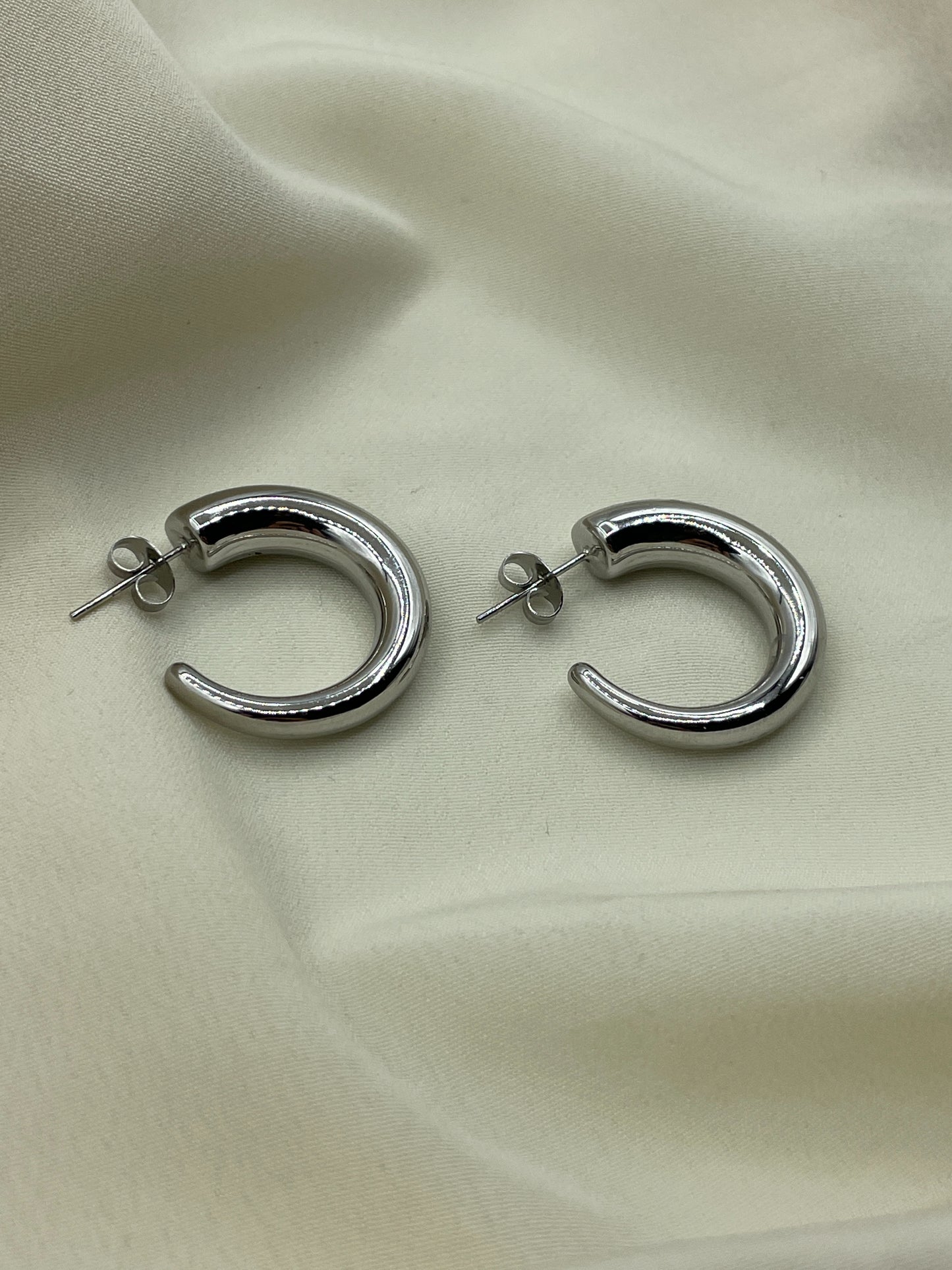 Thin Horn Earrings Silver