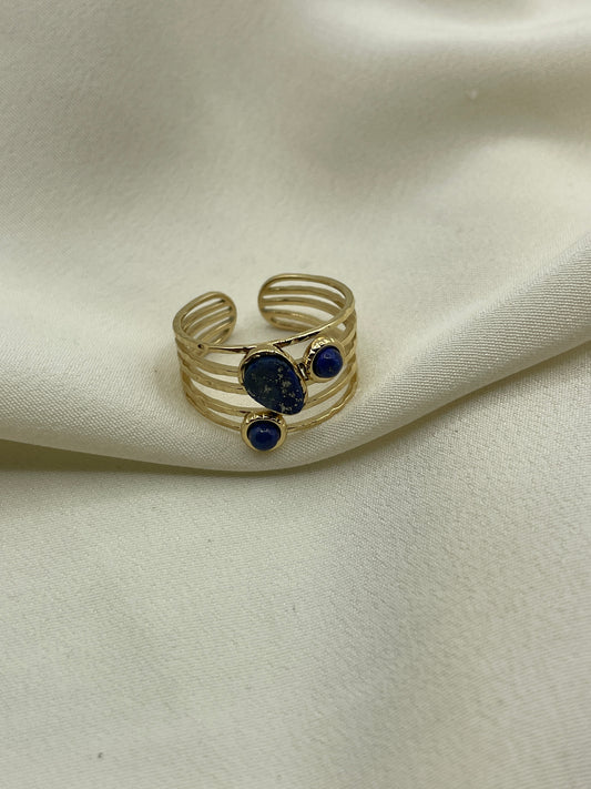 Triple Irregular Blue Stone Ring