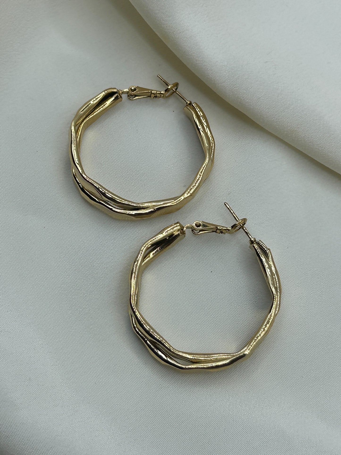 Angled Hoops Earrings Gold