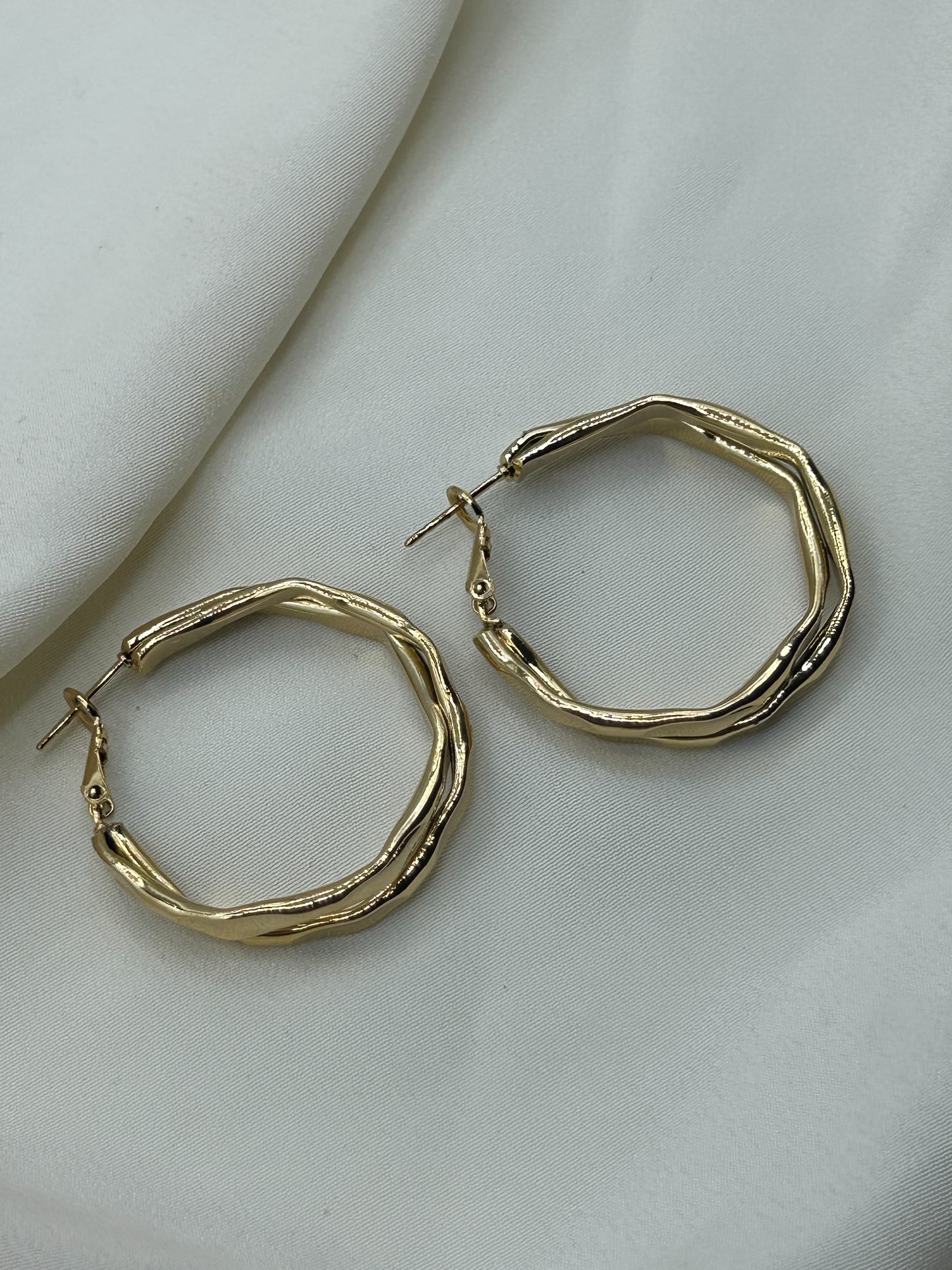 Angled Hoops Earrings Gold