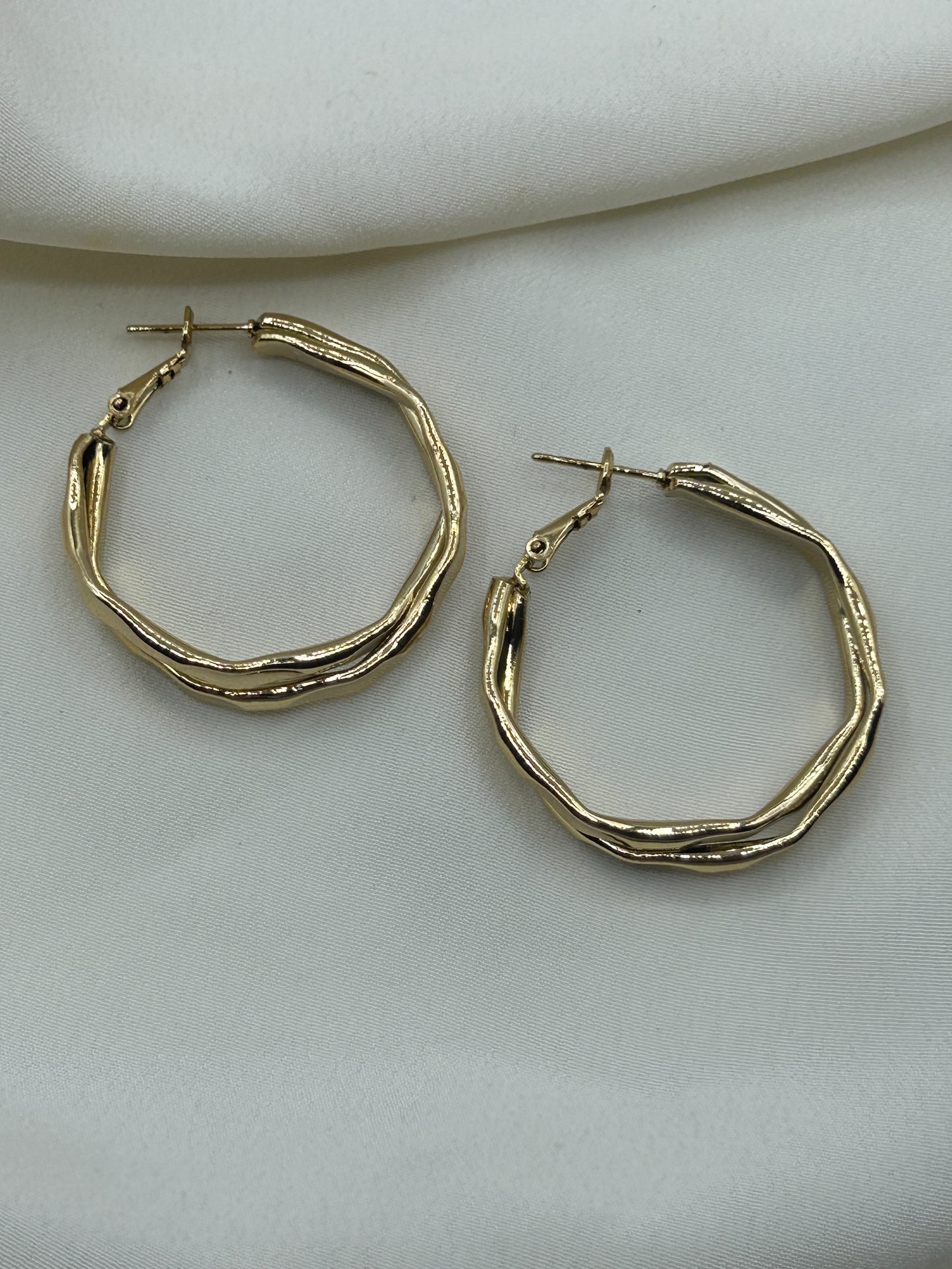 Angled Hoops Earrings Gold