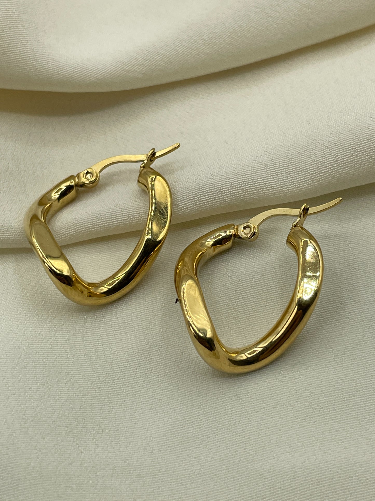 Angled Hoops Gold Earrings