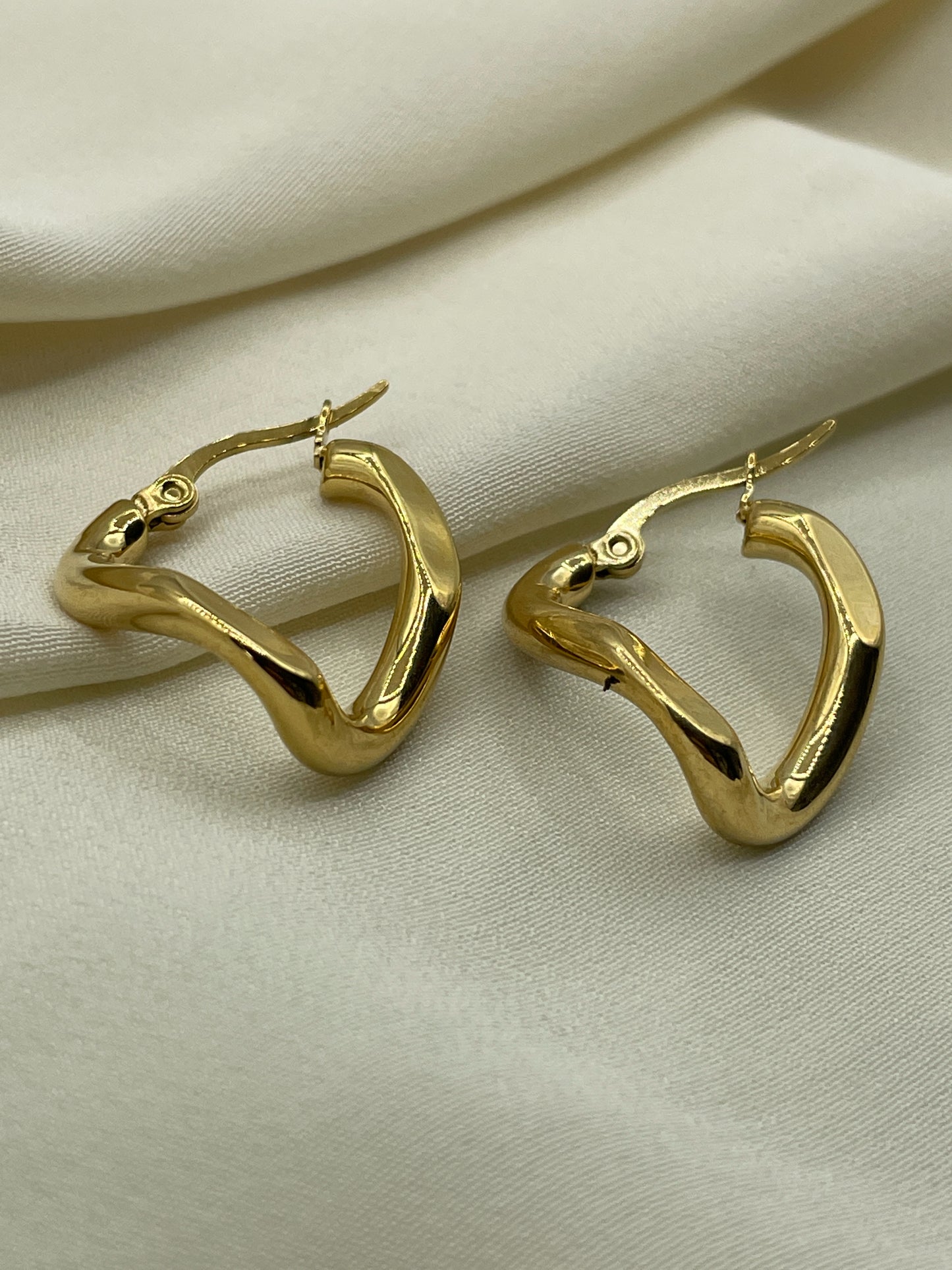 Angled Hoops Gold Earrings