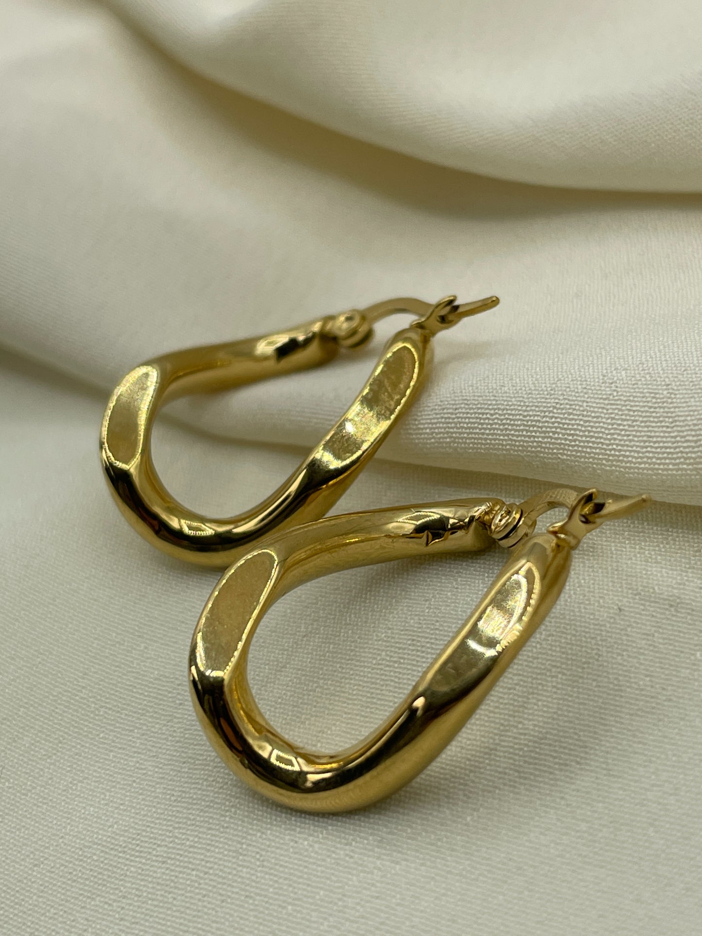 Angled Hoops Gold Earrings