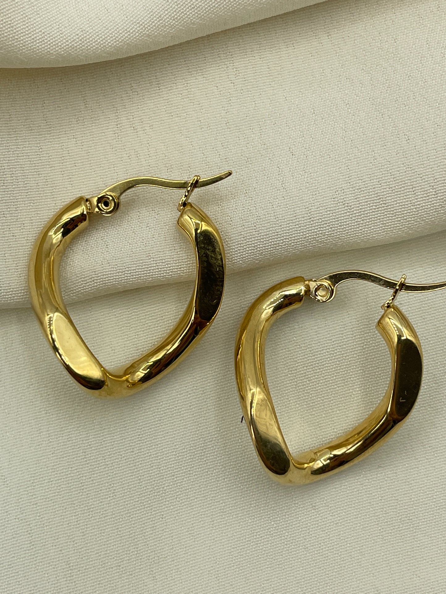 Angled Hoops Gold Earrings