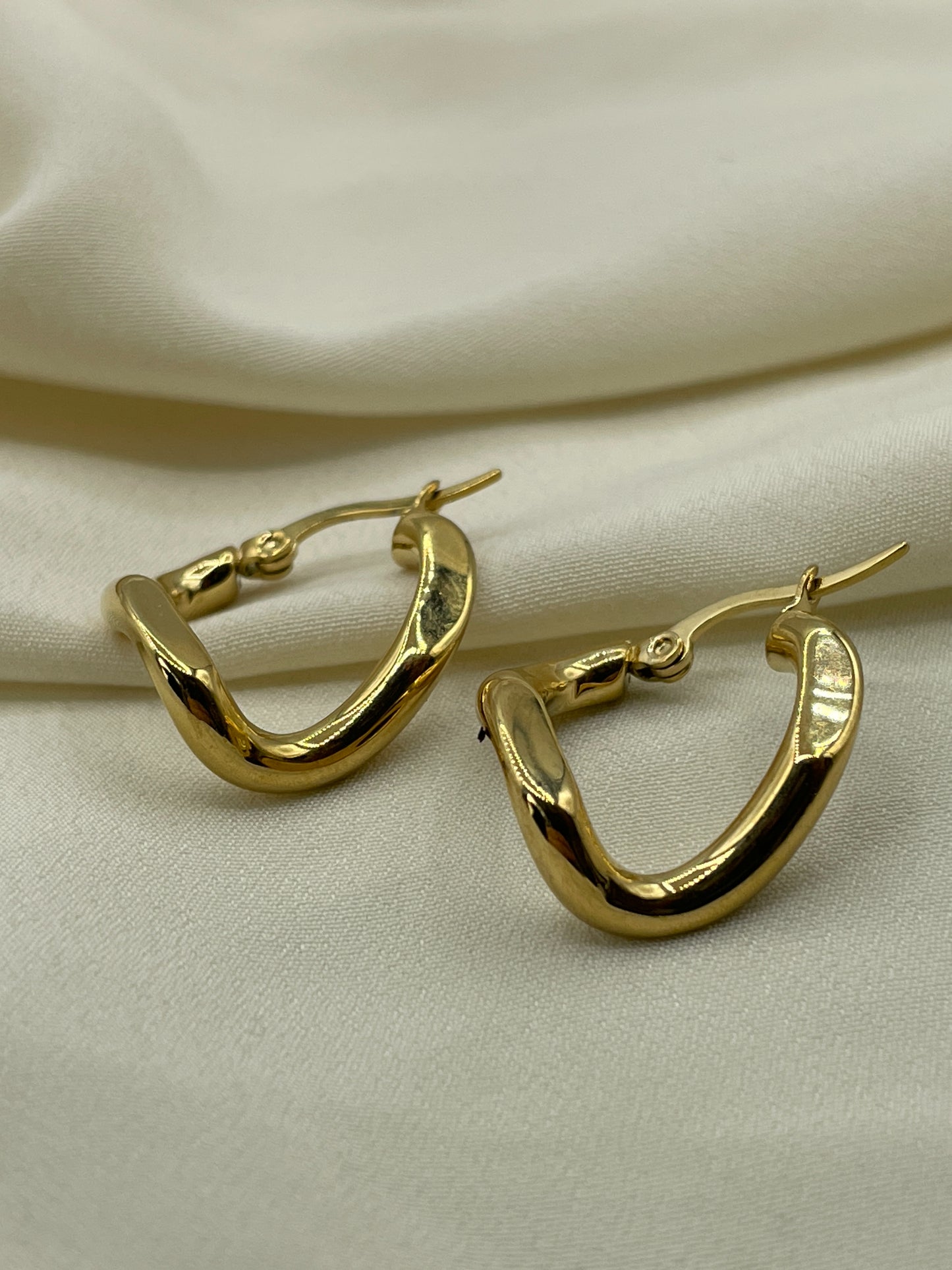 Angled Hoops Gold Earrings