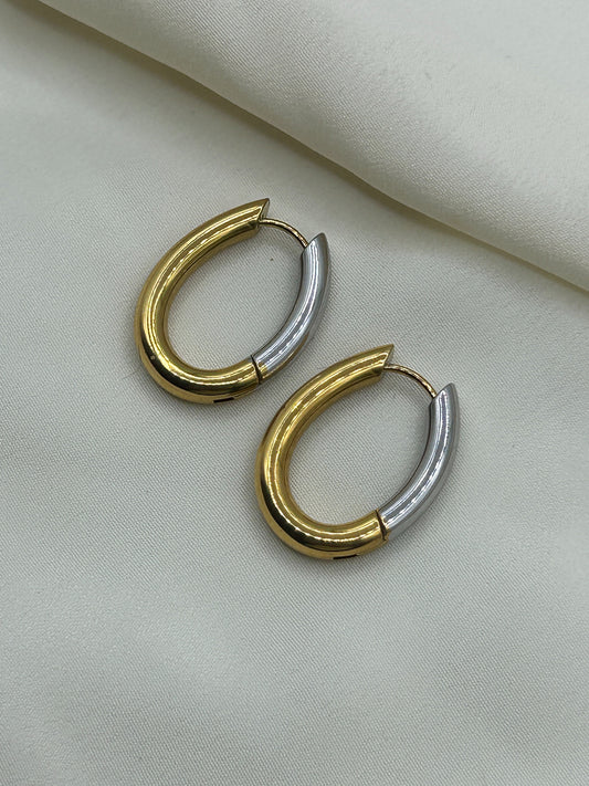 Bicolor Oval Hoops Earrings