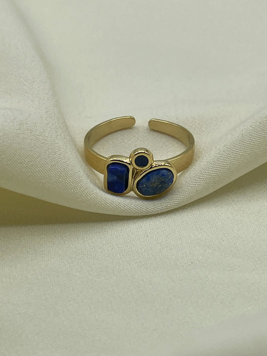 Bicolor Simple Blue Stone Ring