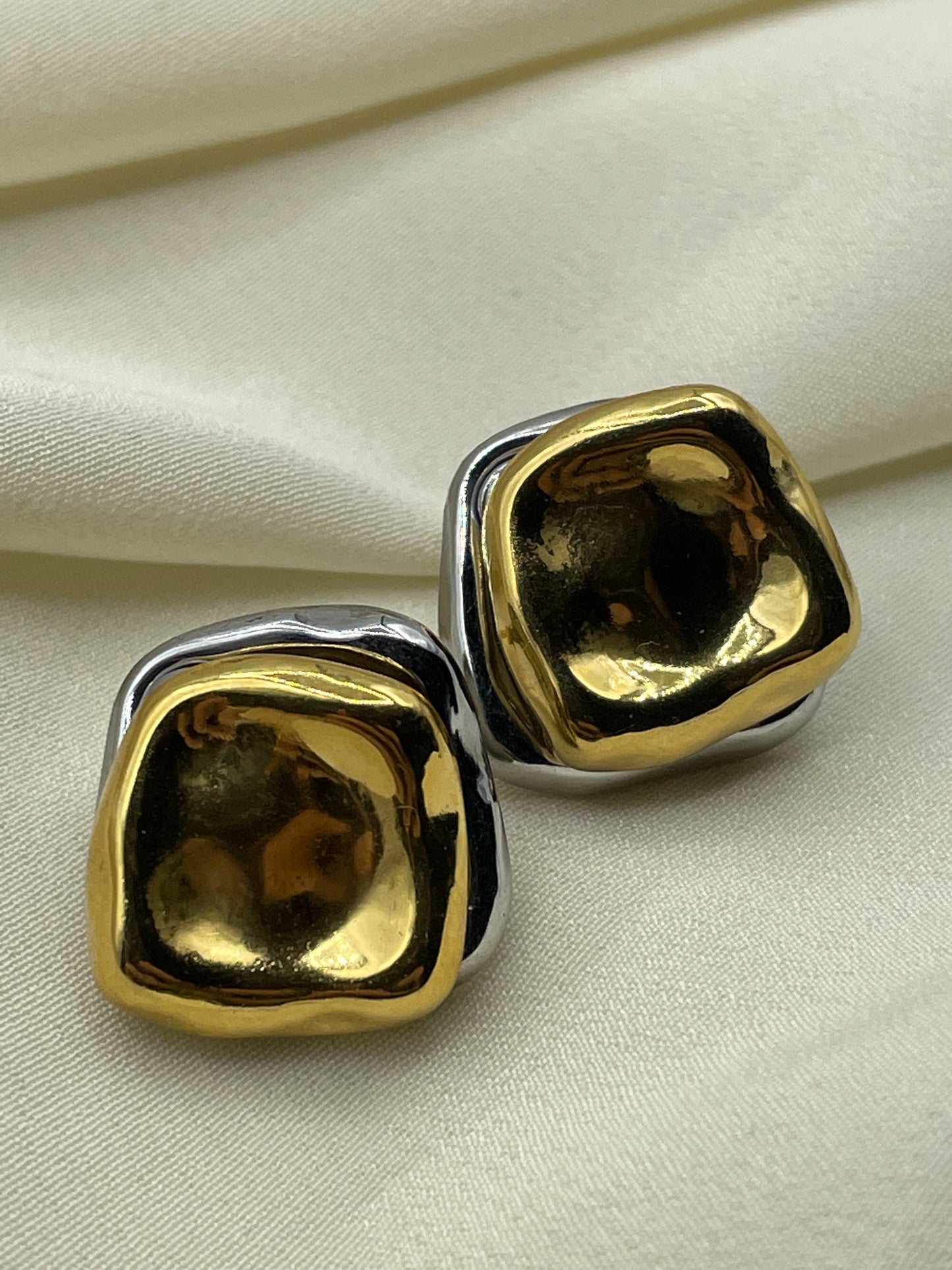 Bicolor Square Earrings