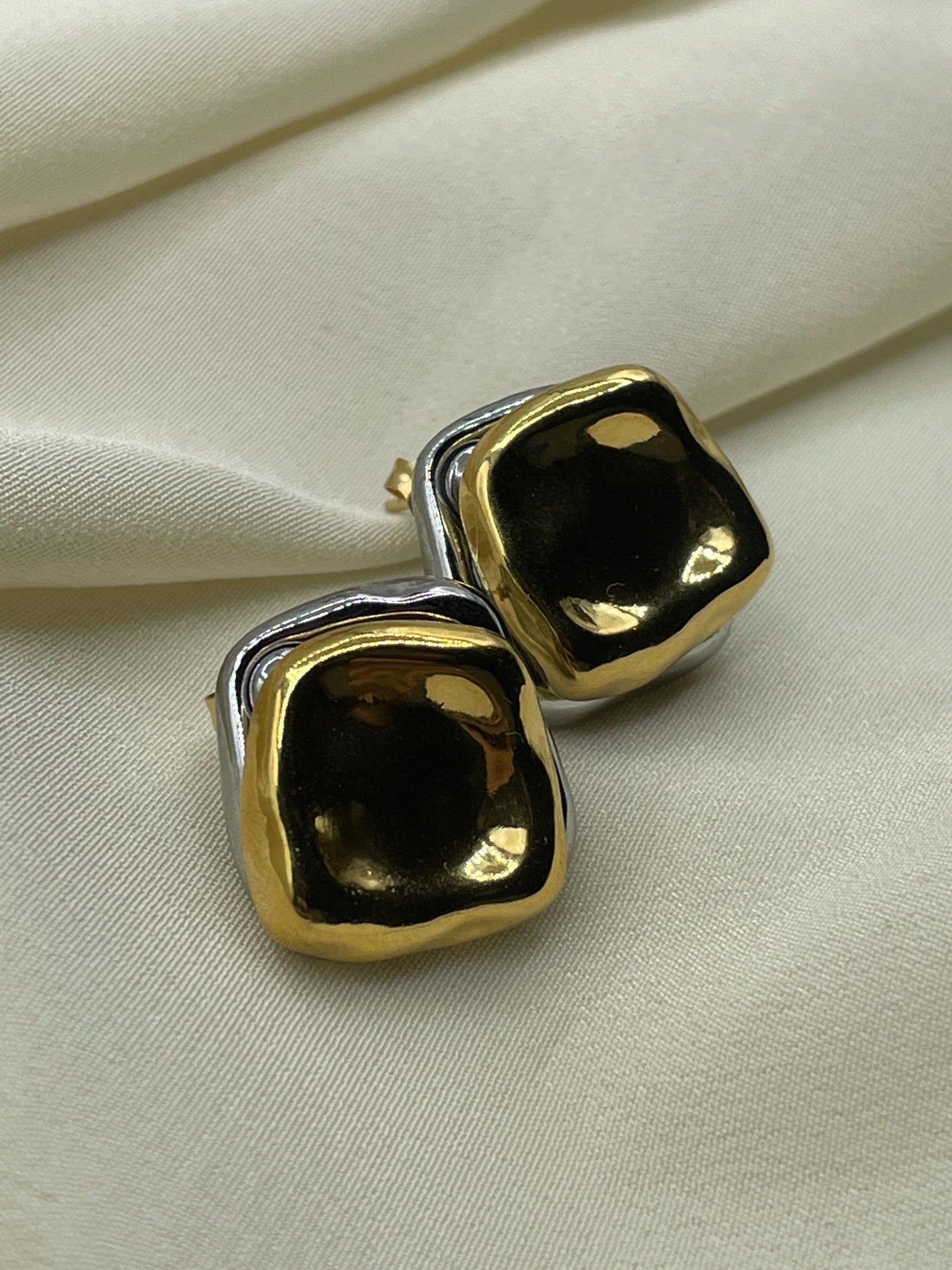 Bicolor Square Earrings