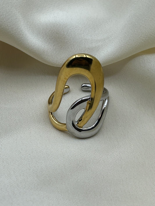 Bicolor Irregular Chainlink Ring