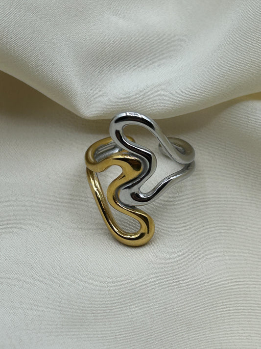 Bicolor Double Line Ring