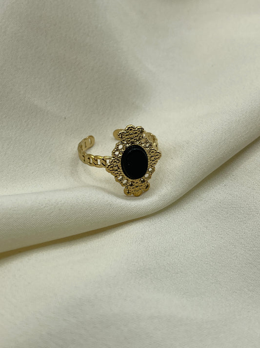 Black Framed Stone Ring