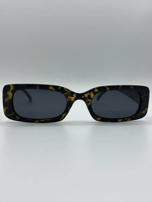 Black Spotted Rectangular Sunglasses