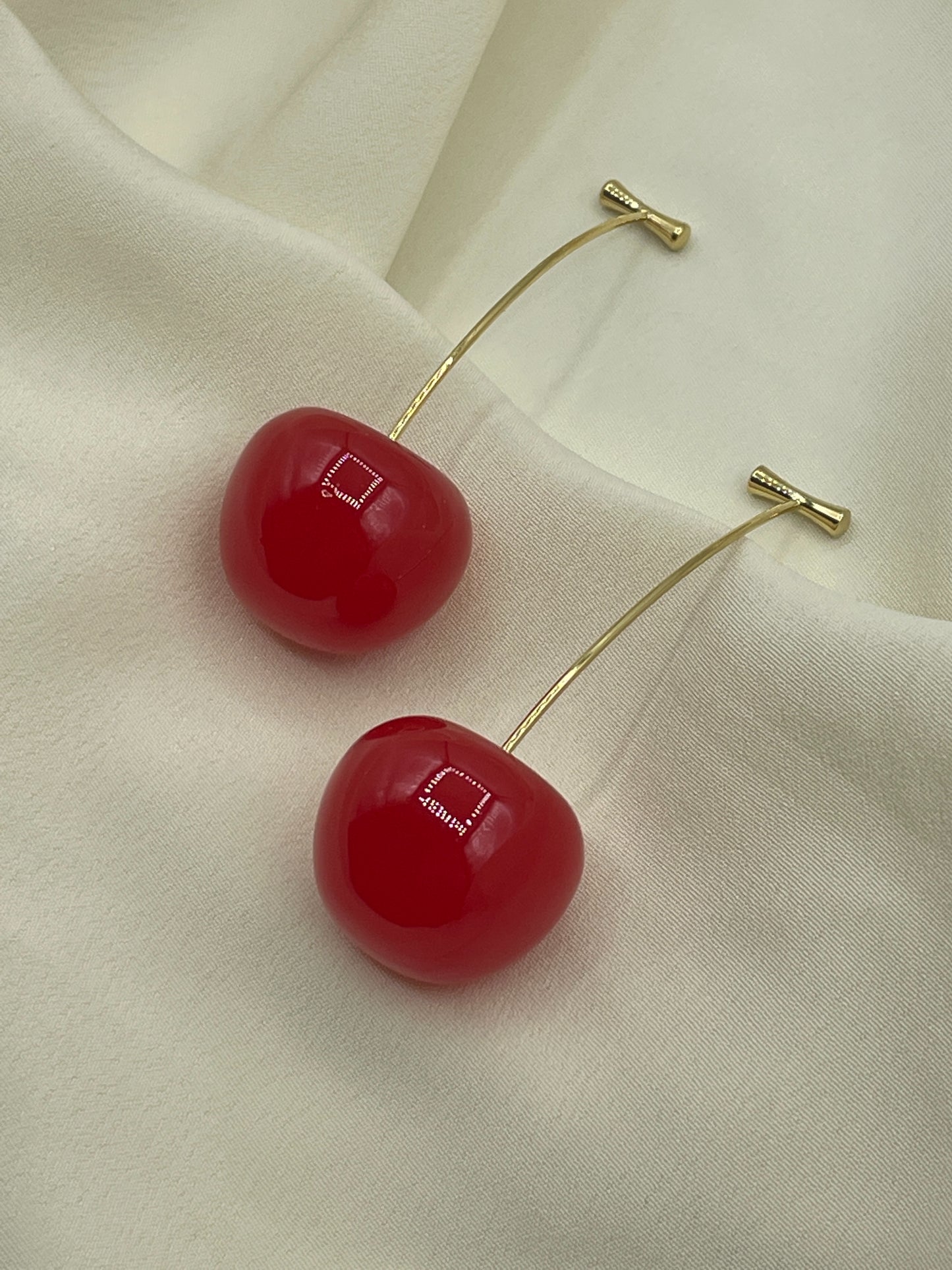 Bright Red Cherry Earrings