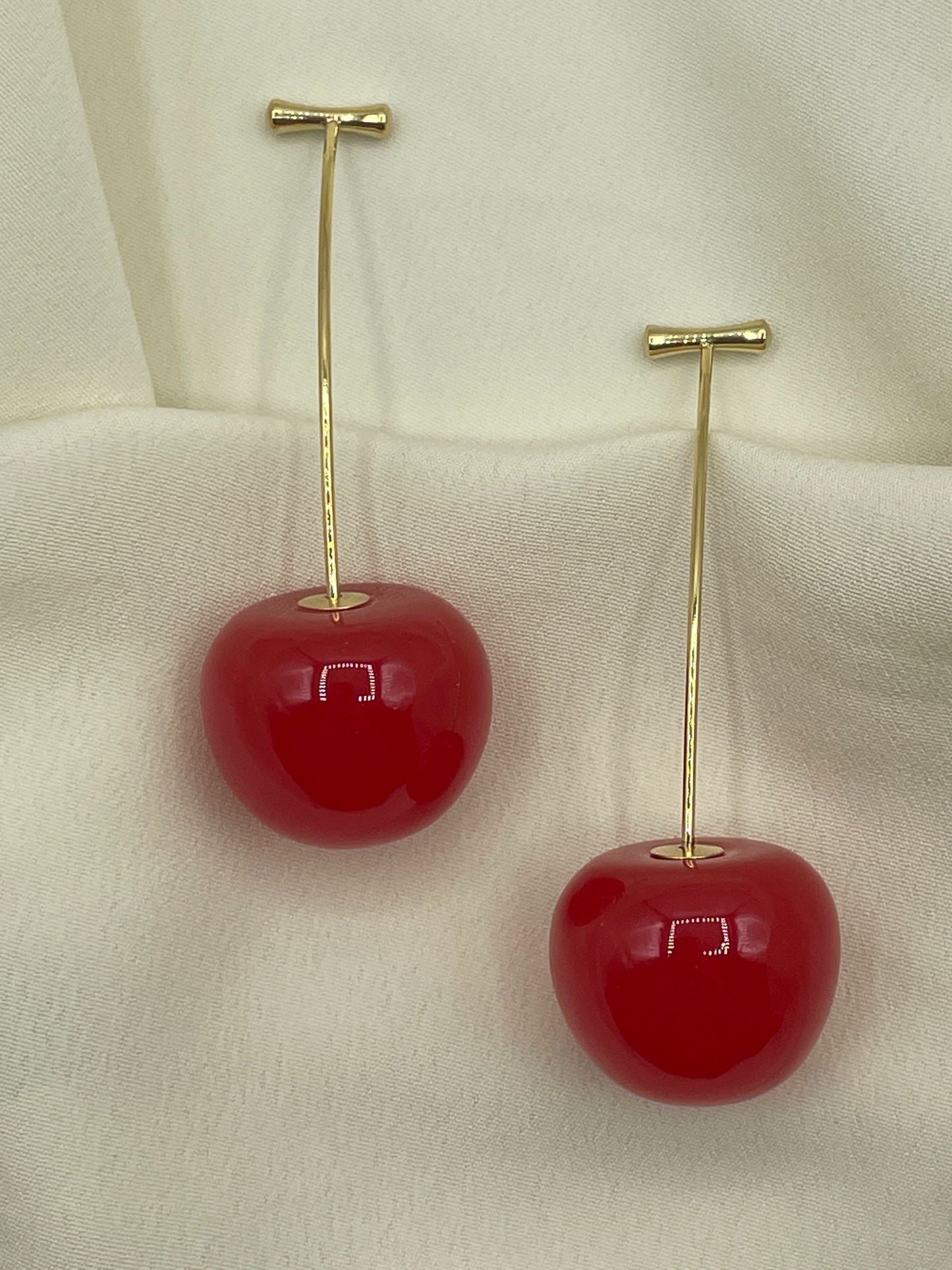 Bright Red Cherry Earrings