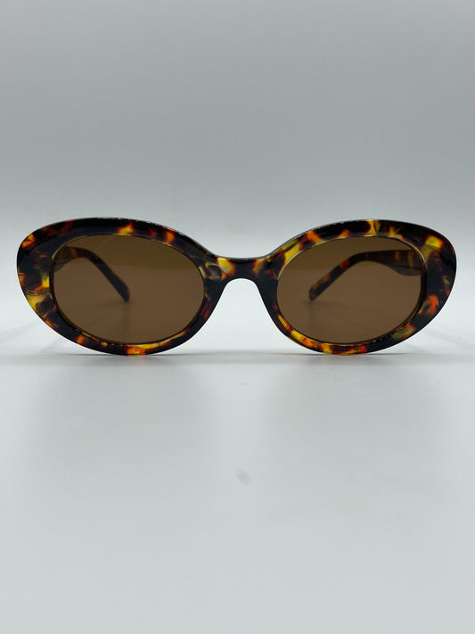 Brown Spotted Oval Sunglasses