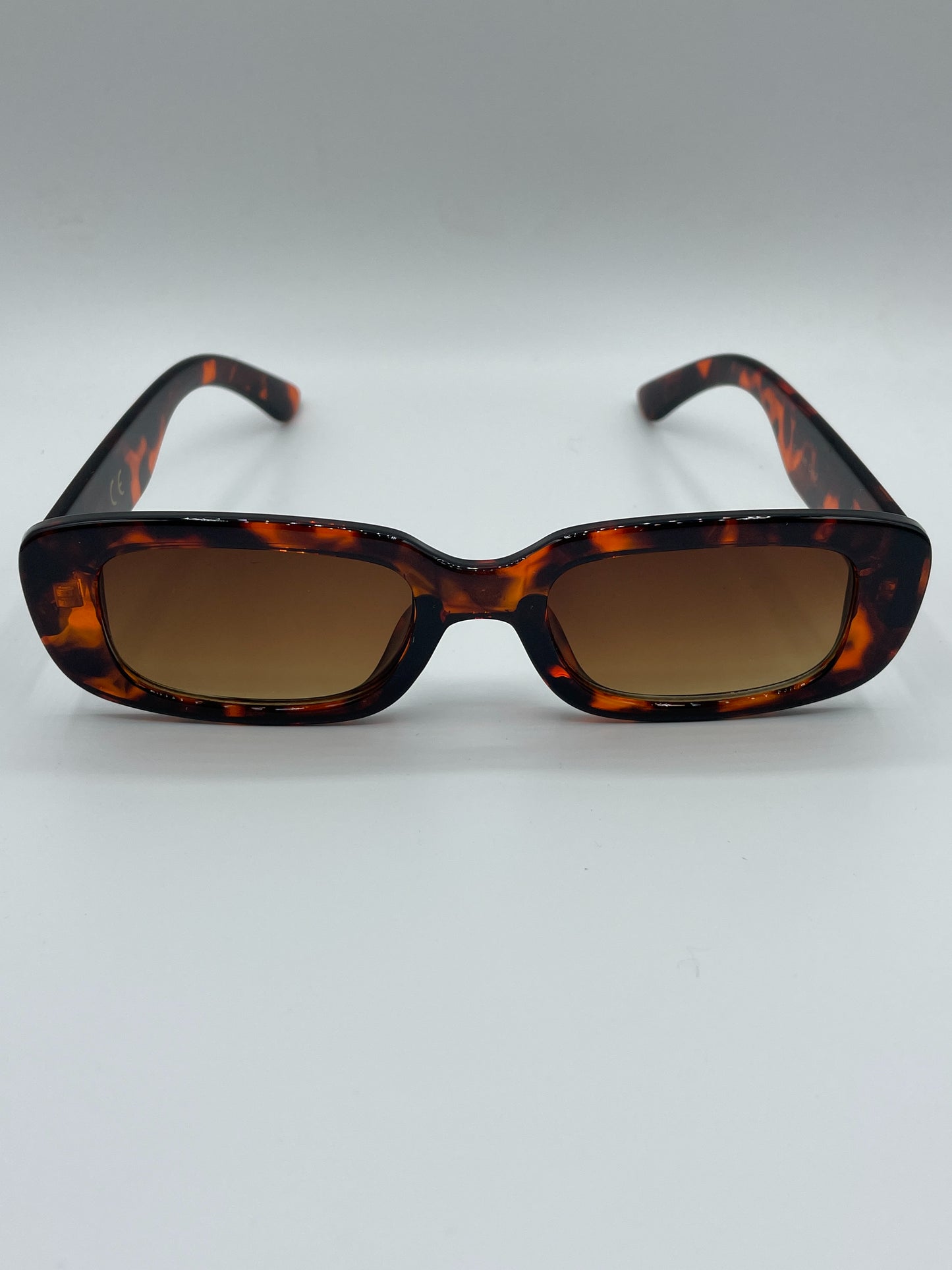 Brown Spotted Round Rectangular Sunglasses