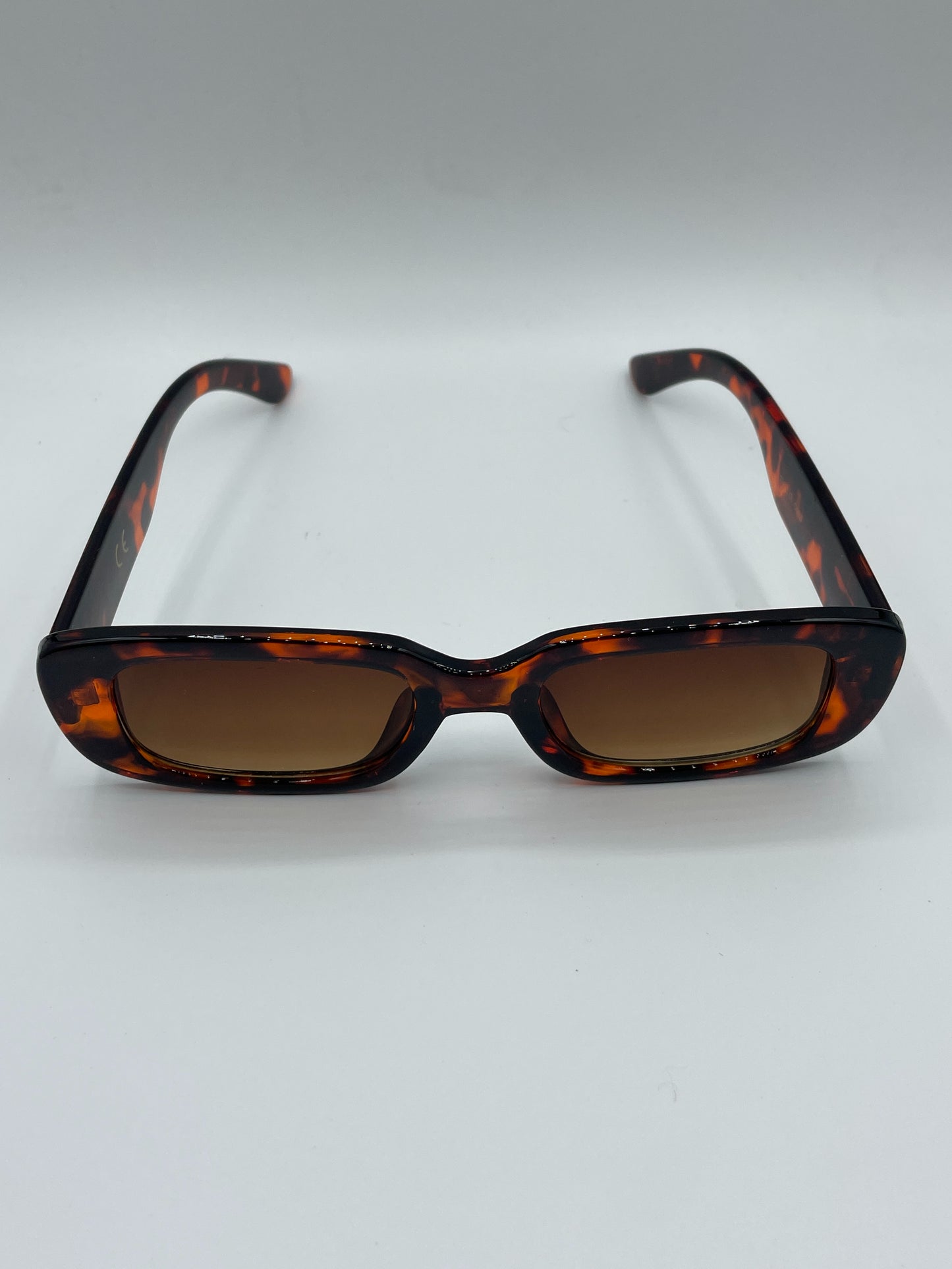 Brown Spotted Round Rectangular Sunglasses