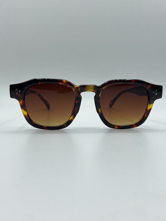 Brown Spotted Square Sunglasses