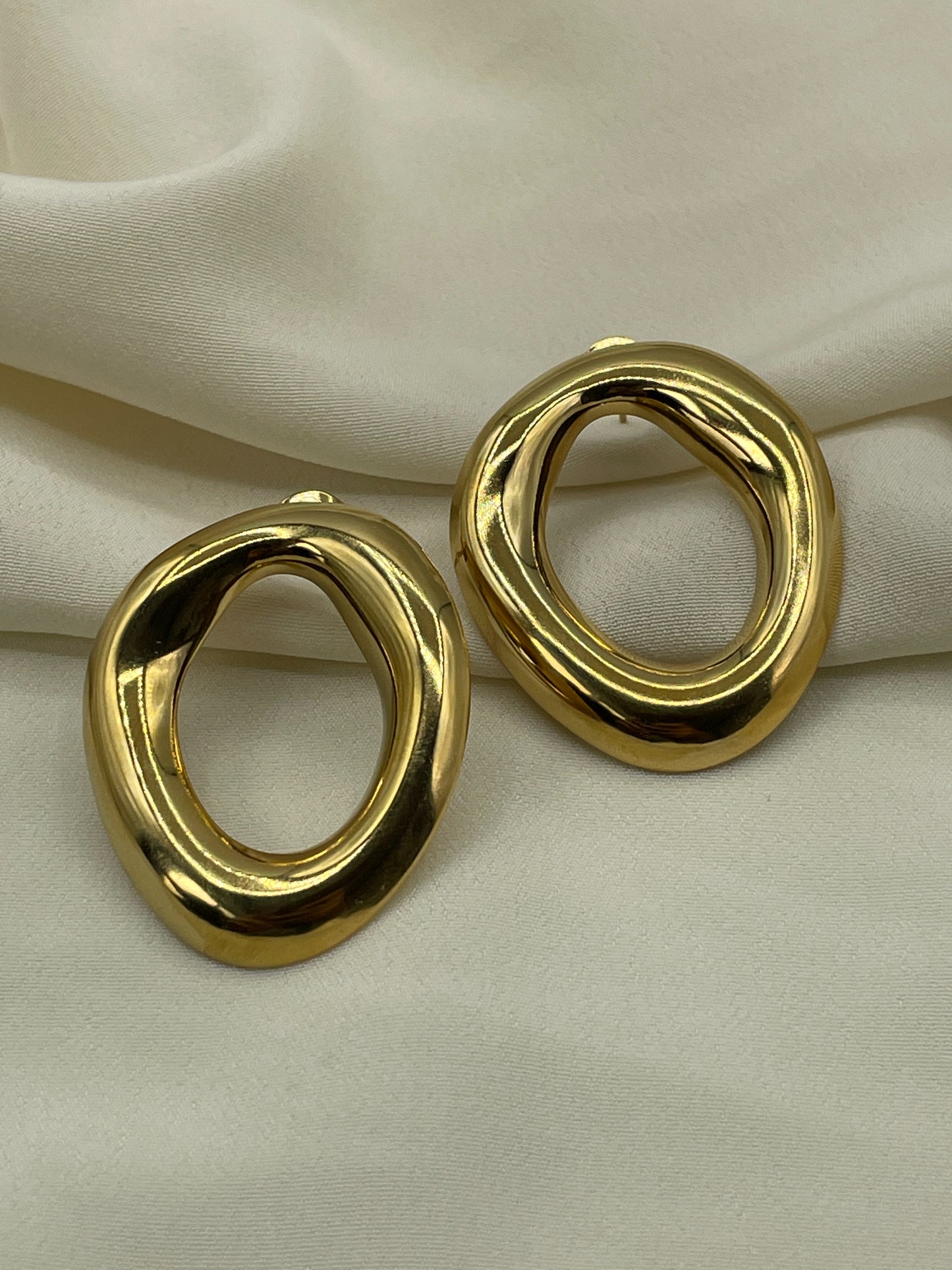 Distorted Circle Gold Earrings