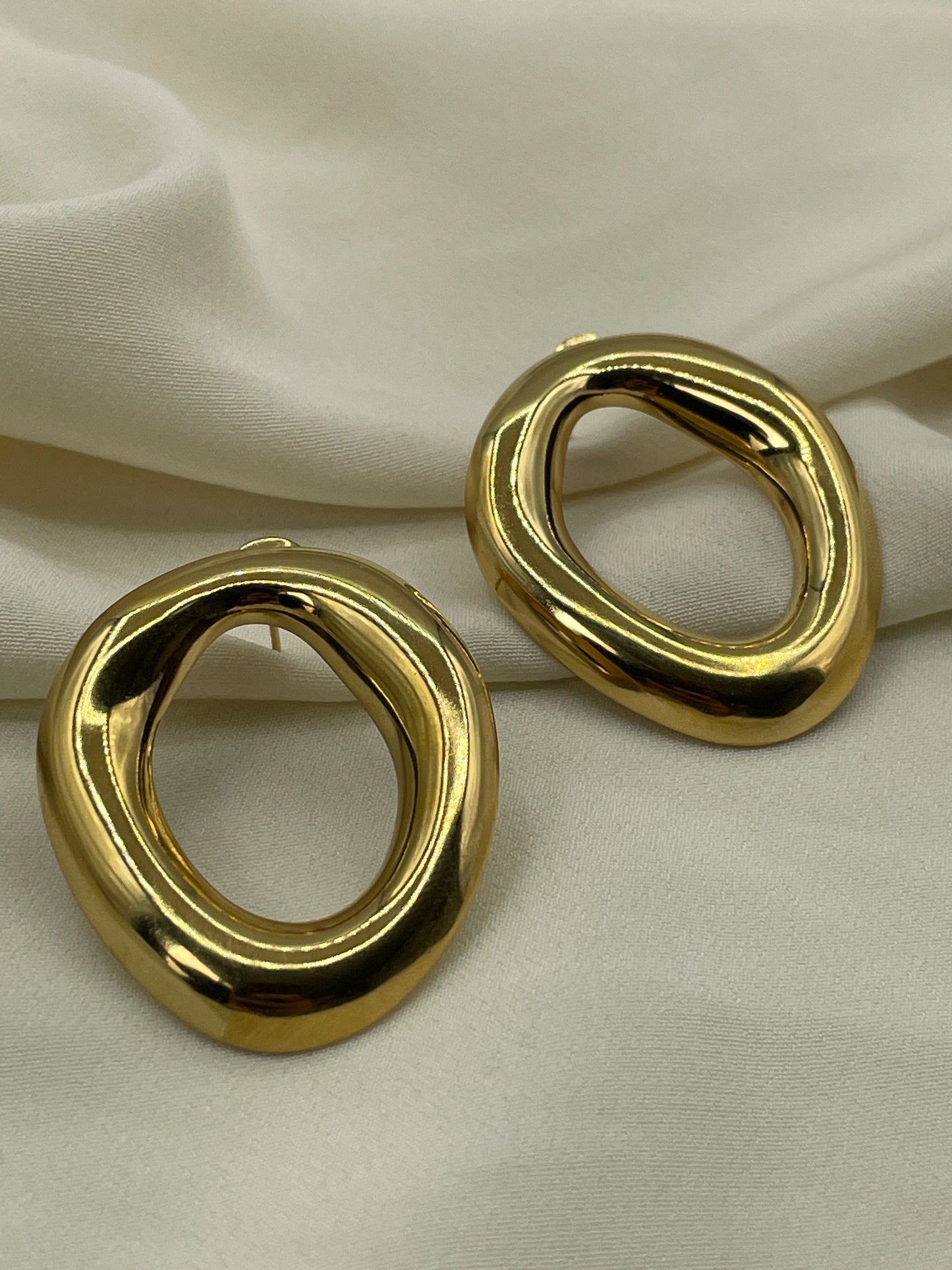 Distorted Circle Gold Earrings