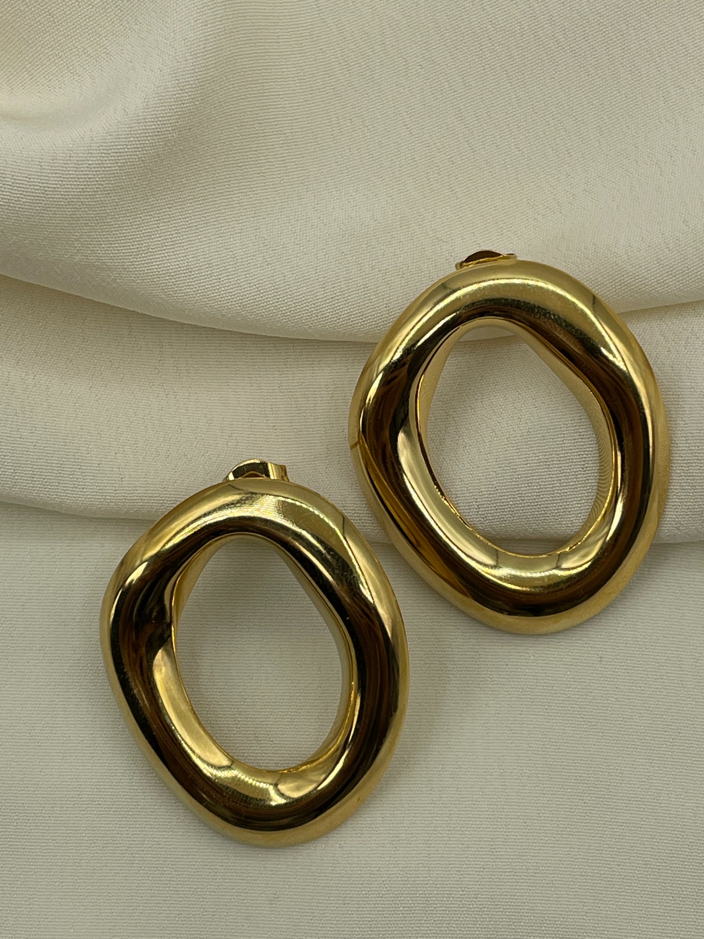 Distorted Circle Gold Earrings