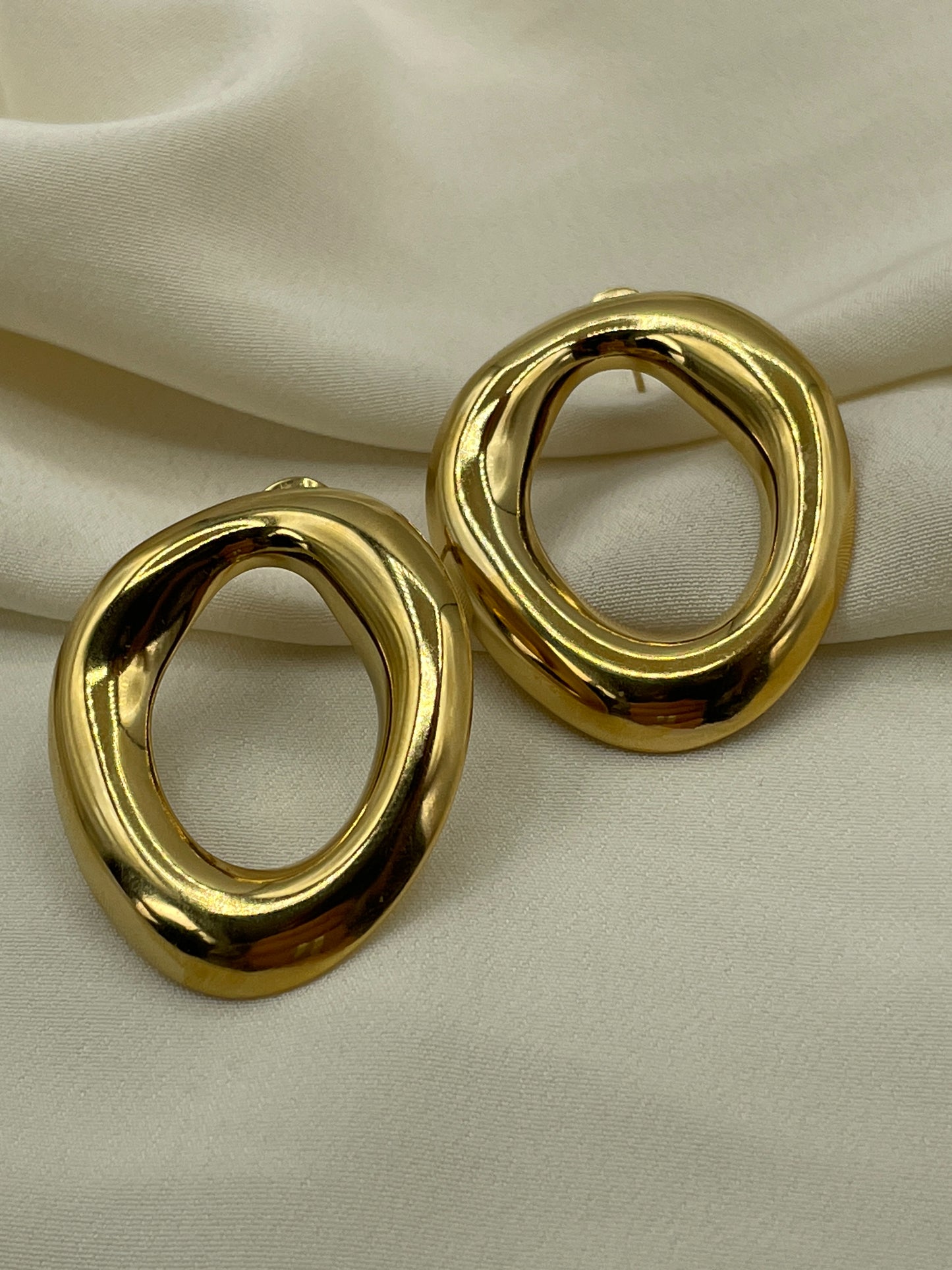 Distorted Circle Gold Earrings